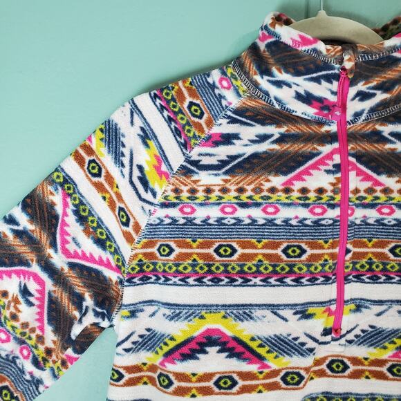 Eddie Bauer Womens Colorful Aztec Southwestern Quarter Zip Quest Fleece Size L - Picture 4 of 6